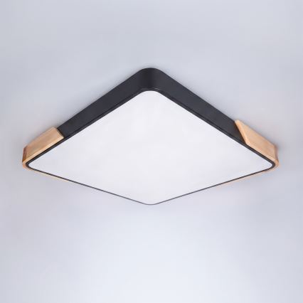 Brilagi - Dæmpbar LED-loftlampe PILANA LED/60W/230V 3000-6500K eg/sort 56x56 cm + fjernbetjening