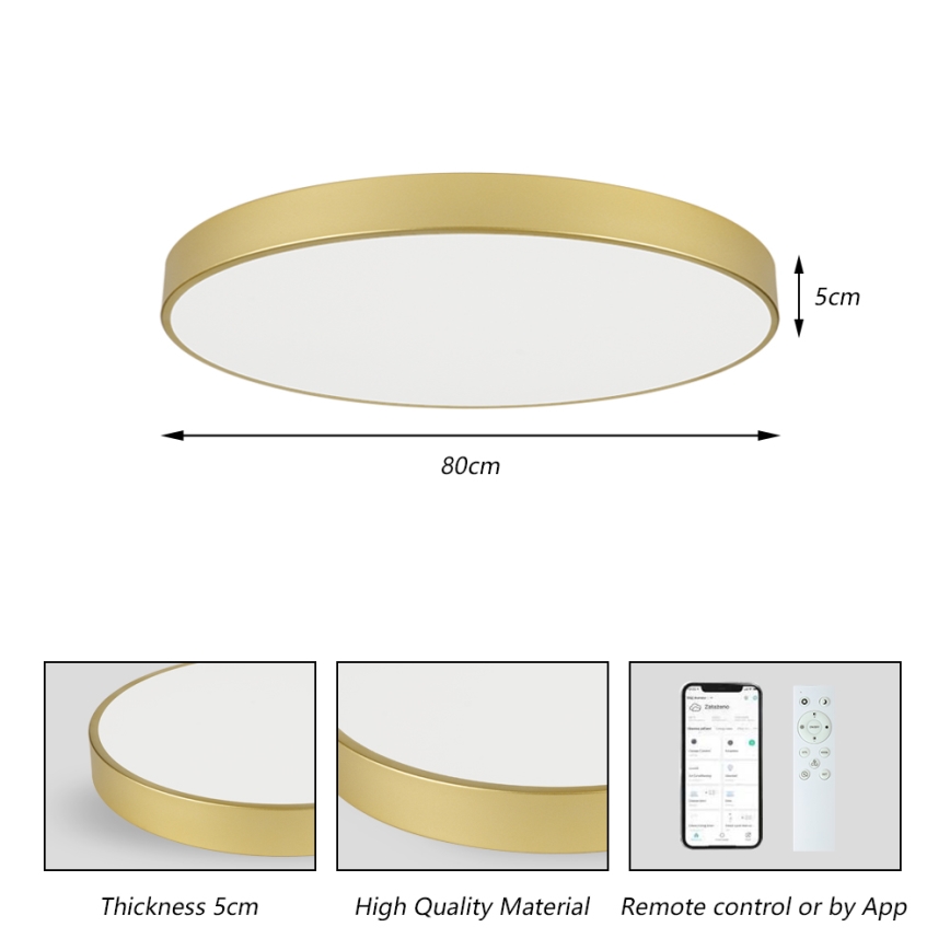 Brilagi - LED dæmpbar loftlampe POOL SMART LED/100W/230V 3000-6000K 80 cm guld Wi-Fi Tuya + fjernbetjening