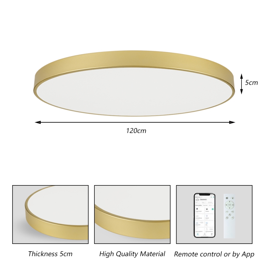Brilagi - LED dæmpbar loftlampe POOL SMART LED/180W/230V 3000-6000K 120 cm guld Wi-Fi Tuya + fjernbetjening