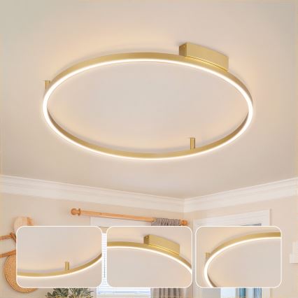 Brilagi - Dæmpbar LED-loftlampe PORTOFINO LED/60W/230V 3000-6000K Ø 80 cm, guld, inkl. fjernbetjening