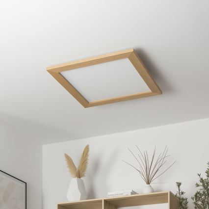 Brilagi - LED-dæmpbart loftarmatur SLIMFRAME WOOD LED/36W/230V 49,5x49,5 cm 3000-6000K brun + fjernbetjening