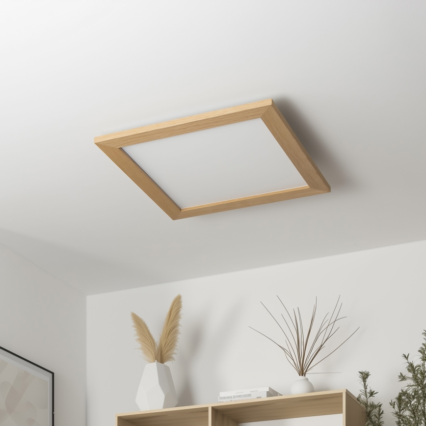 Brilagi - LED-dæmpbart loftarmatur SLIMFRAME WOOD LED/36W/230V 49,5x49,5 cm 3000-6000K brun + fjernbetjening