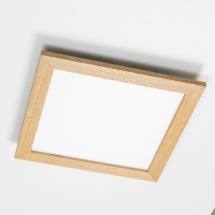 Brilagi - LED-dæmpbart loftarmatur SLIMFRAME WOOD LED/36W/230V 49,5x49,5 cm 3000-6000K brun + fjernbetjening