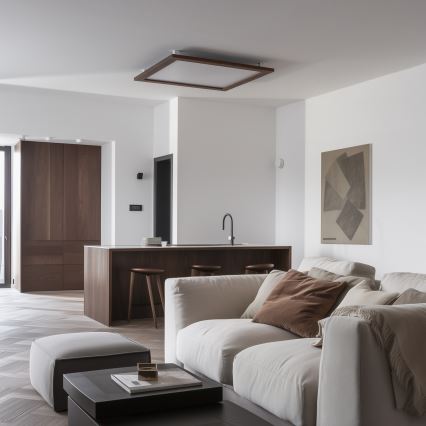 Brilagi - LED-dæmpbart loftarmatur SLIMFRAME WOOD LED/58W/230V 64x64 cm 3000-6000K mørkebrun + fjernbetjening