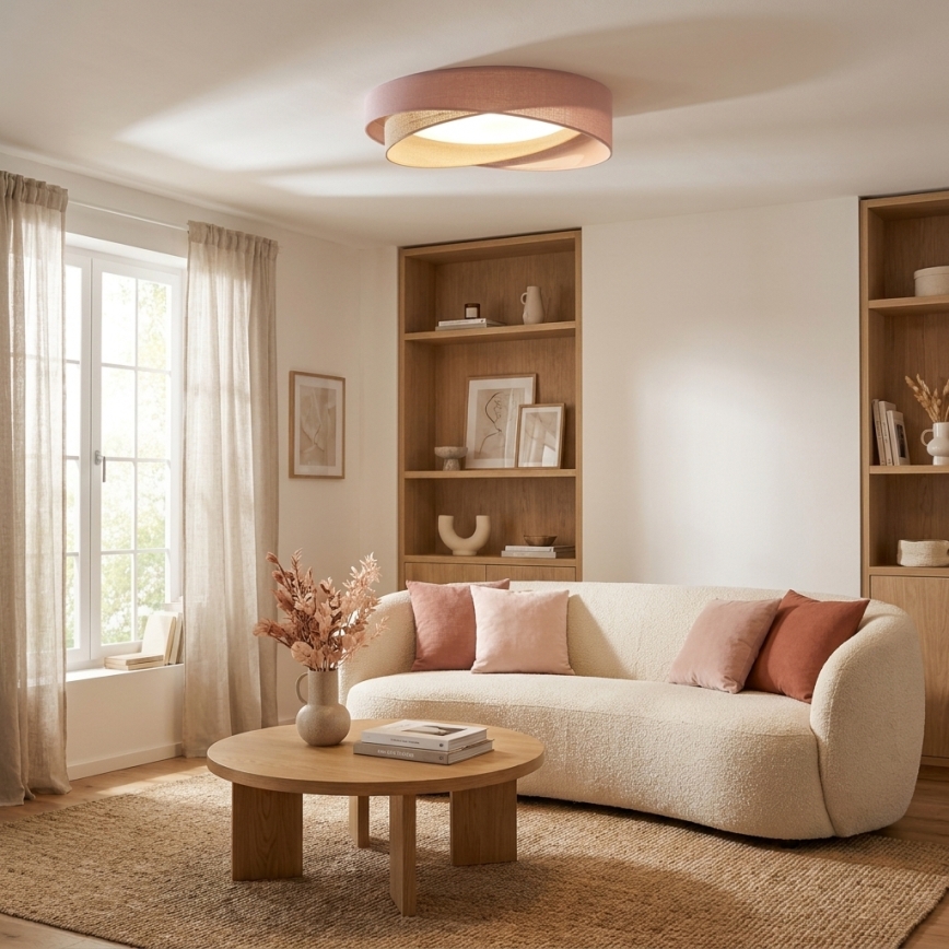 BRILAGI - LED Dæmpbar loftlampe VELVET TWIST LED/36W/230V 3000-6000K Ø 65 cm Wi-Fi Tuya Beacon rosa/beige + fjernbetjening