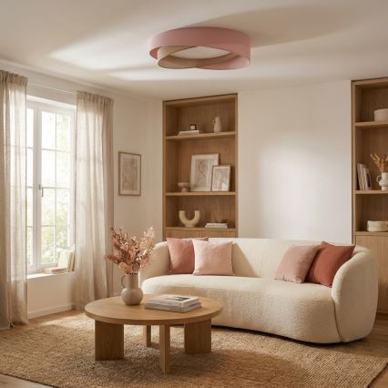BRILAGI - LED Dæmpbar loftlampe VELVET TWIST LED/36W/230V 3000-6000K Ø 65 cm Wi-Fi Tuya Beacon rosa/beige + fjernbetjening