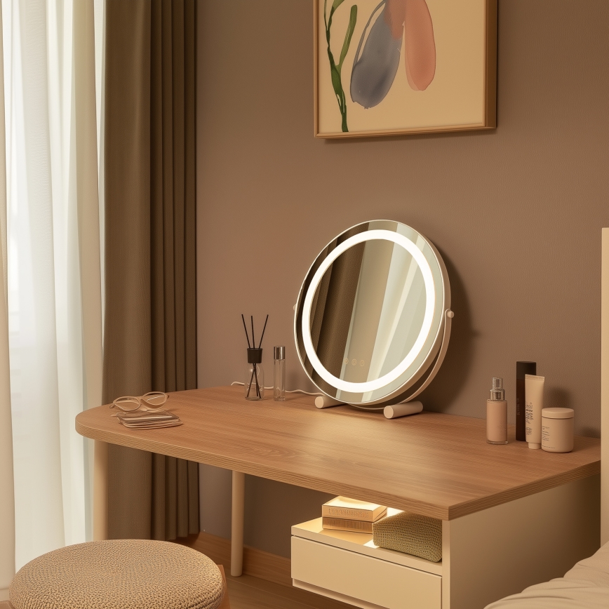 BRILAGI - LED-dæmpbart makeup-spejl CALIFORNIA LED/17W/230V 3000/4000/6500K Ø 42 cm hvid