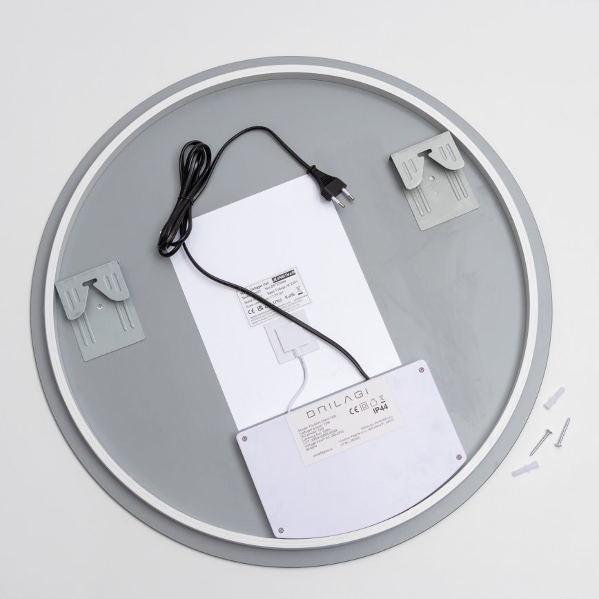 Brilagi - Dæmpbart opvarmet badeværelsesspejl med LED-baggrundsbelysning DEMI ECO LED/12W/230V Ø 60 cm 3000/4000/6500K IP44 CRI 90