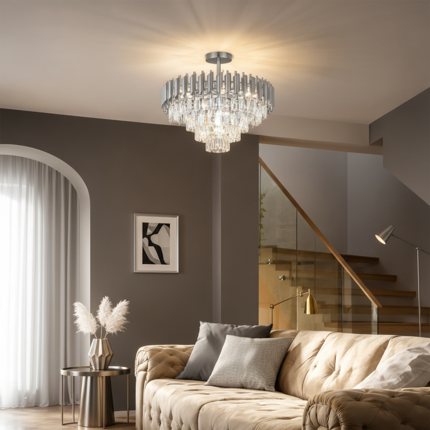 Brilagi - ECLIPSE overflademonteret lysekrone 7xE14/10W/230V Ø 48 cm sølv