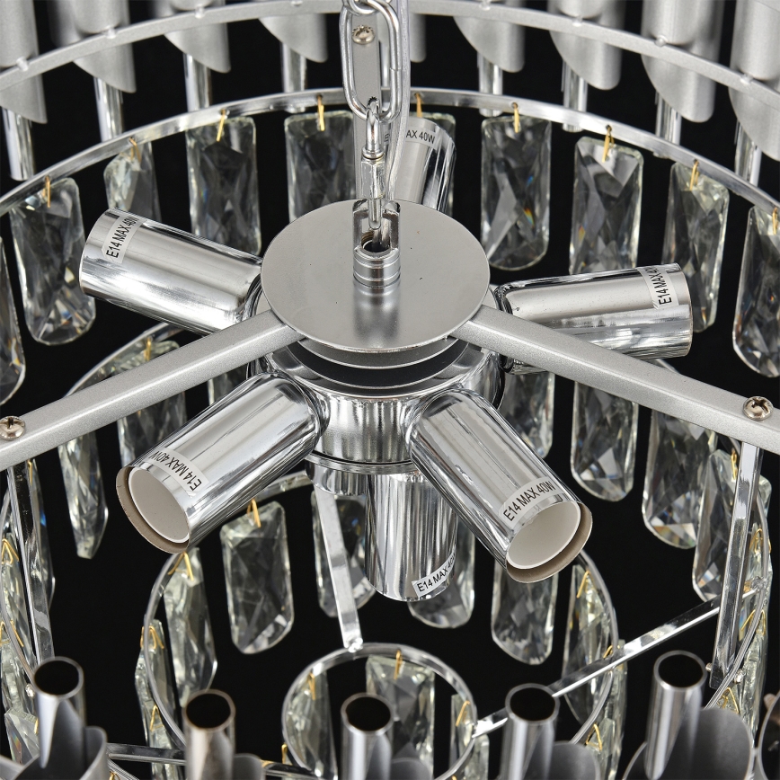 Brilagi - ECLIPSE overflademonteret lysekrone 7xE14/10W/230V Ø 48 cm sølv