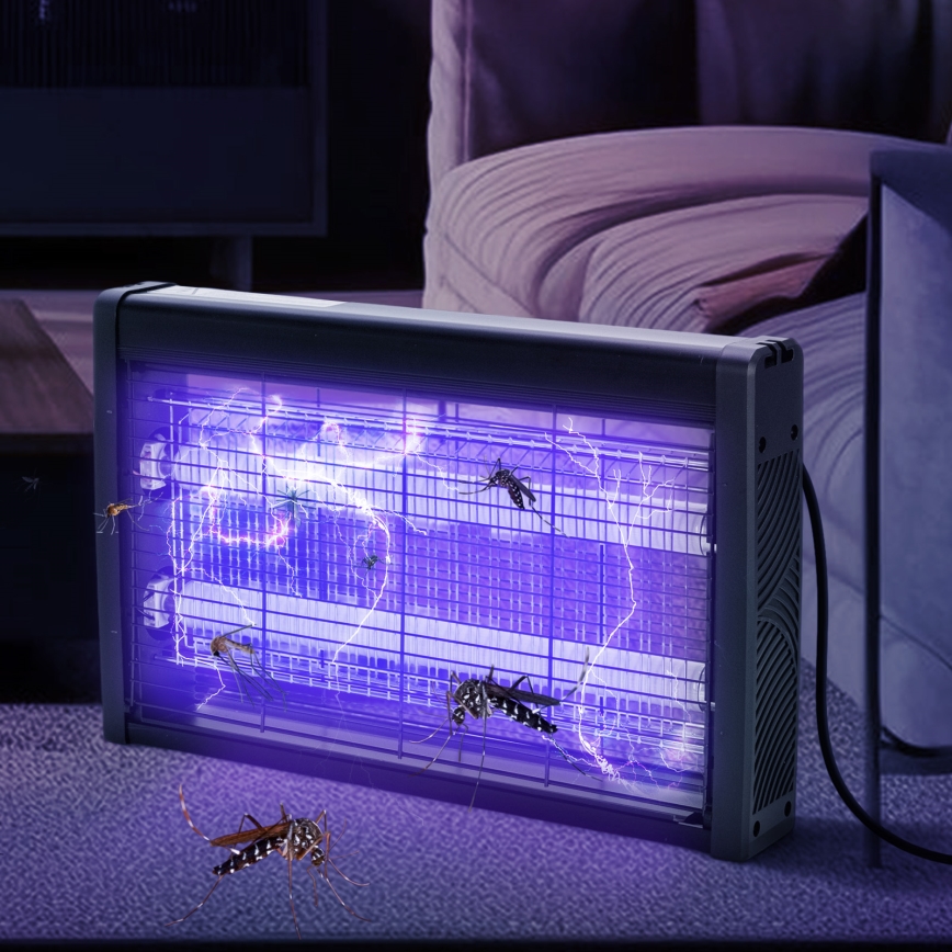 Brilagi - Elektrisk insektfanger 2xUV/10W/230V 60 m2 sort