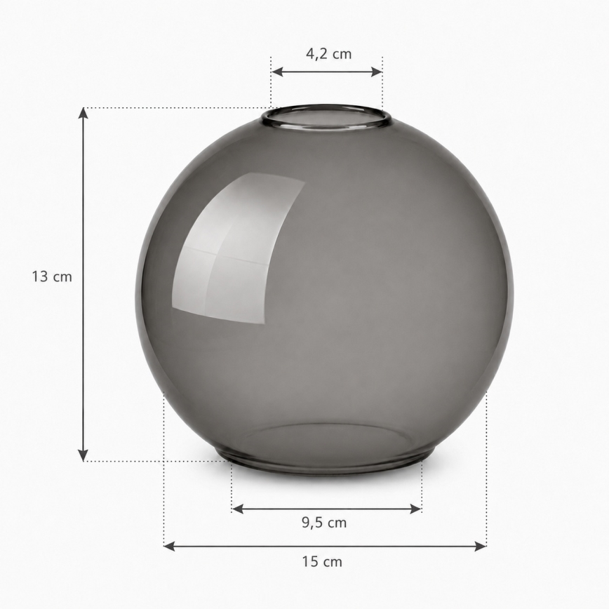 Brilagi - Erstatningsglas til lysekrone DIOR E27, Ø 15 cm, røggrå