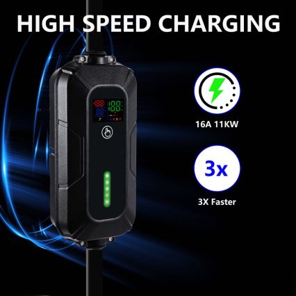 Brilagi - EV-ladestation til elbiler FAST AC Type 2 16A/380V 11kW + stik 230V, 3,7kW 5m + etui