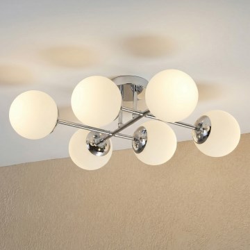 Brilagi - Fastmonteret lysekrone MALONY 6xE14/20W/230V poleret krom