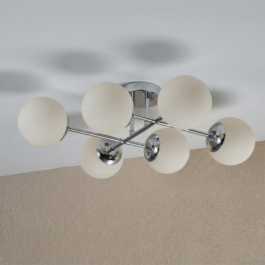 Brilagi - Fastmonteret lysekrone MALONY 6xE14/20W/230V poleret krom