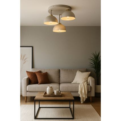 Brilagi - Fladmonteret loftlampe MOON 3xE27/60W/230V beige/guld