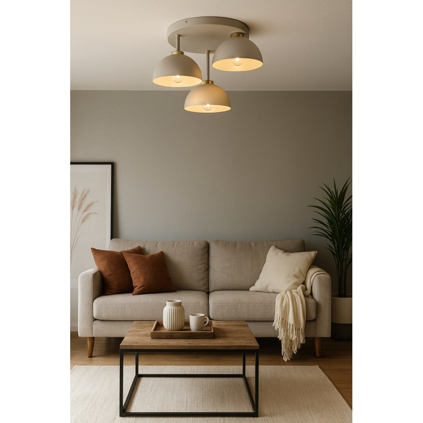 Brilagi - Fladmonteret loftlampe MOON 3xE27/60W/230V beige/guld