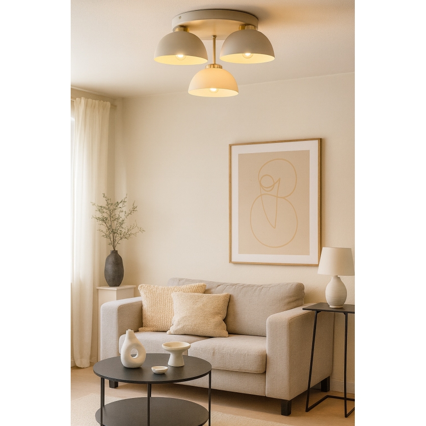 Brilagi - Fladmonteret loftlampe MOON 3xE27/60W/230V beige/guld