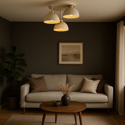 Brilagi - Fladmonteret loftlampe MOON 3xE27/60W/230V beige/guld