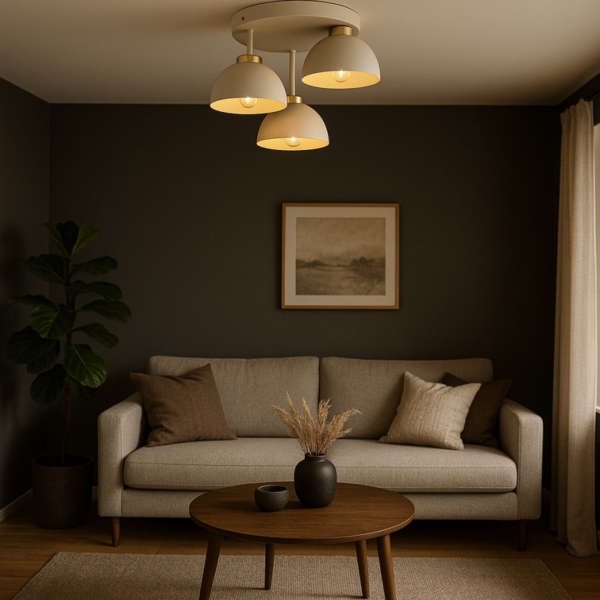 Brilagi - Fladmonteret loftlampe MOON 3xE27/60W/230V beige/guld
