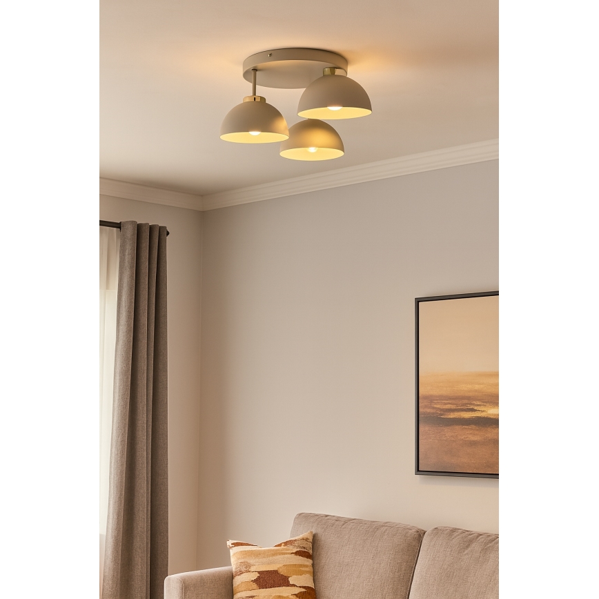 Brilagi - Fladmonteret loftlampe MOON 3xE27/60W/230V beige/guld