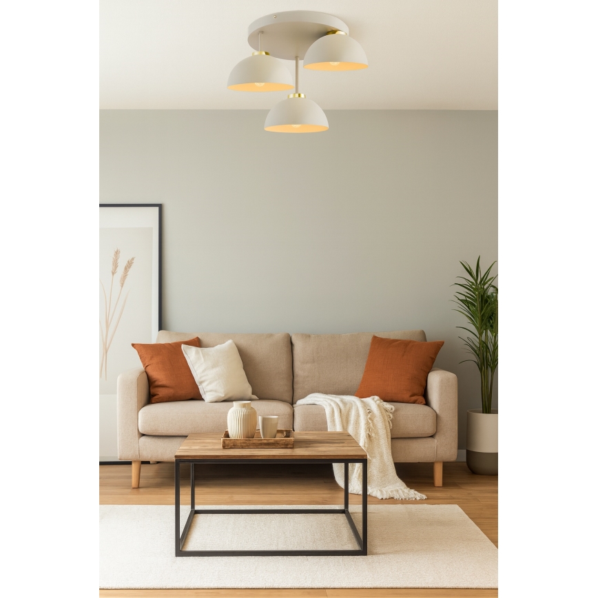 Brilagi - Fladmonteret loftlampe MOON 3xE27/60W/230V beige/guld