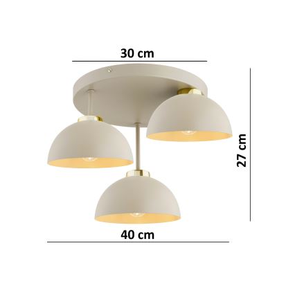 Brilagi - Fladmonteret loftlampe MOON 3xE27/60W/230V beige/guld