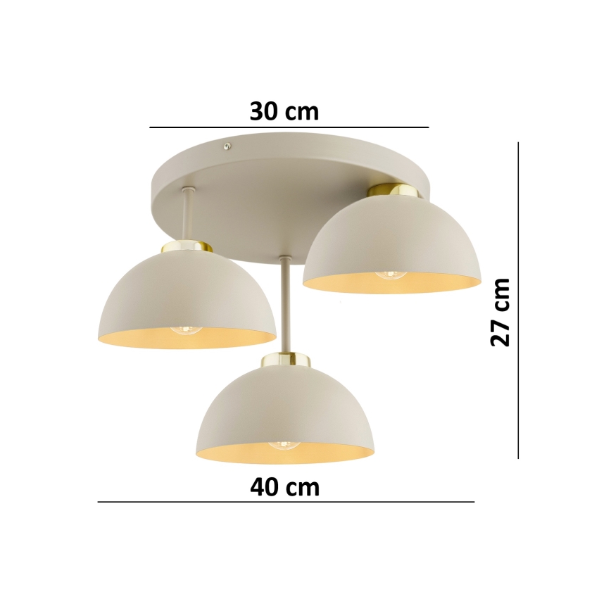 Brilagi - Fladmonteret loftlampe MOON 3xE27/60W/230V beige/guld