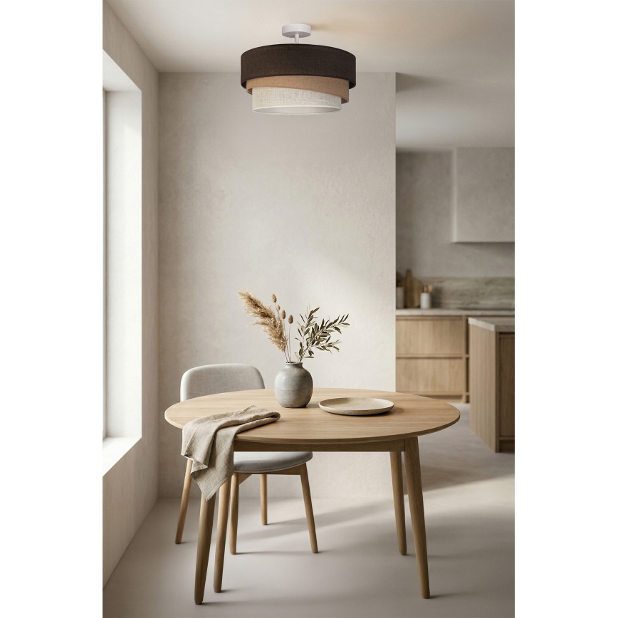 Brilagi - Fladmonteret loftlampe TRIO 1xE27/60W/230V Ø 40 cm brun/beige/hvid