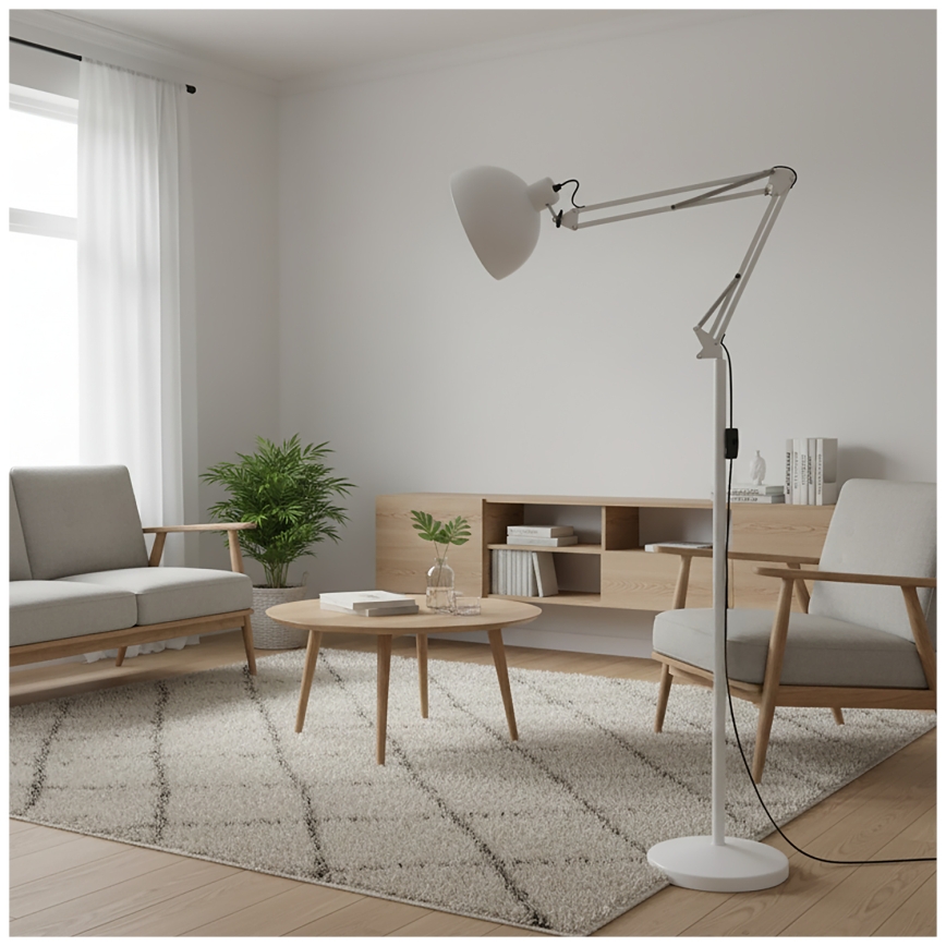 Brilagi - Fleksibel gulvlampe TASKER 1xE27/60W/230V 157 cm hvid