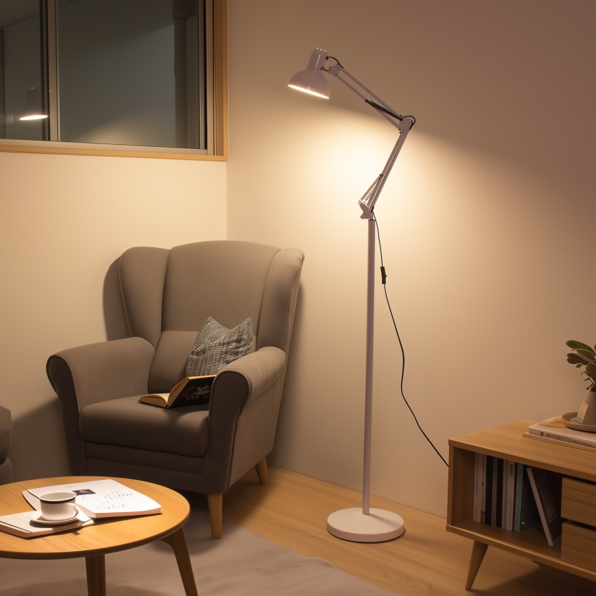 Brilagi - Fleksibel gulvlampe TASKER 1xE27/60W/230V 184 cm hvid