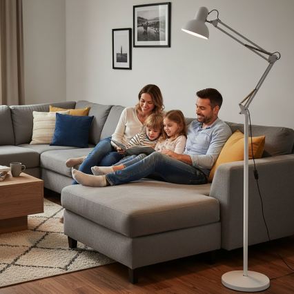 Brilagi - Fleksibel gulvlampe TASKER 1xE27/60W/230V 184 cm hvid