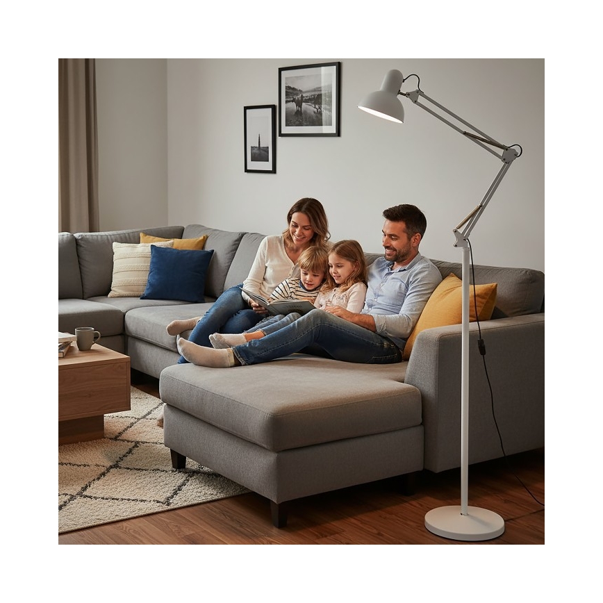 Brilagi - Fleksibel gulvlampe TASKER 1xE27/60W/230V 184 cm hvid