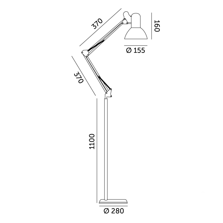 Brilagi - Fleksibel gulvlampe TASKER 1xE27/60W/230V 184 cm sort