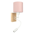 Brilagi - fleksibel LED-væglampe BOBO WOOD 1xE27/25W/230V + LED/3W eg/hvid/rosa