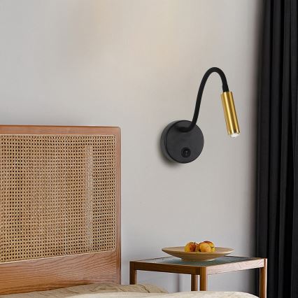 Brilagi - Fleksibel LED væglampe dæmpbar MAYA 1xG9/4W/230V sort/guldfarvet 2700-6500K Wi-Fi Tuya