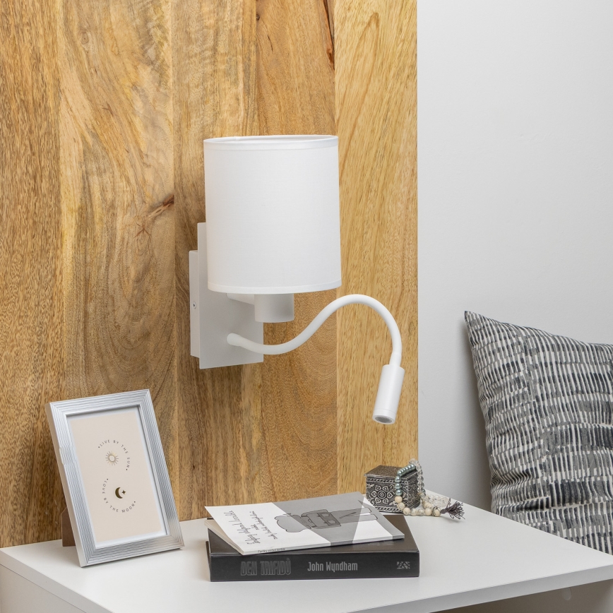 Brilagi - Fleksibel LED væglampe NUBILA 1xE27/25W/230V + LED/3W hvid