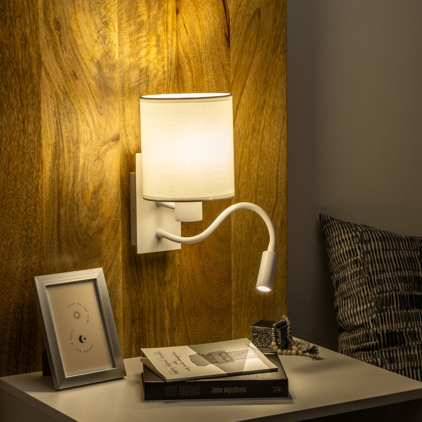 Brilagi - Fleksibel LED væglampe NUBILA 1xE27/25W/230V + LED/3W hvid