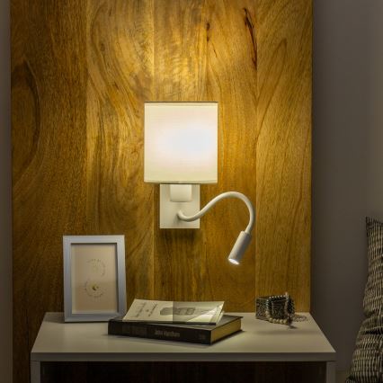 Brilagi - Fleksibel LED væglampe NUBILA 1xE27/25W/230V + LED/3W hvid
