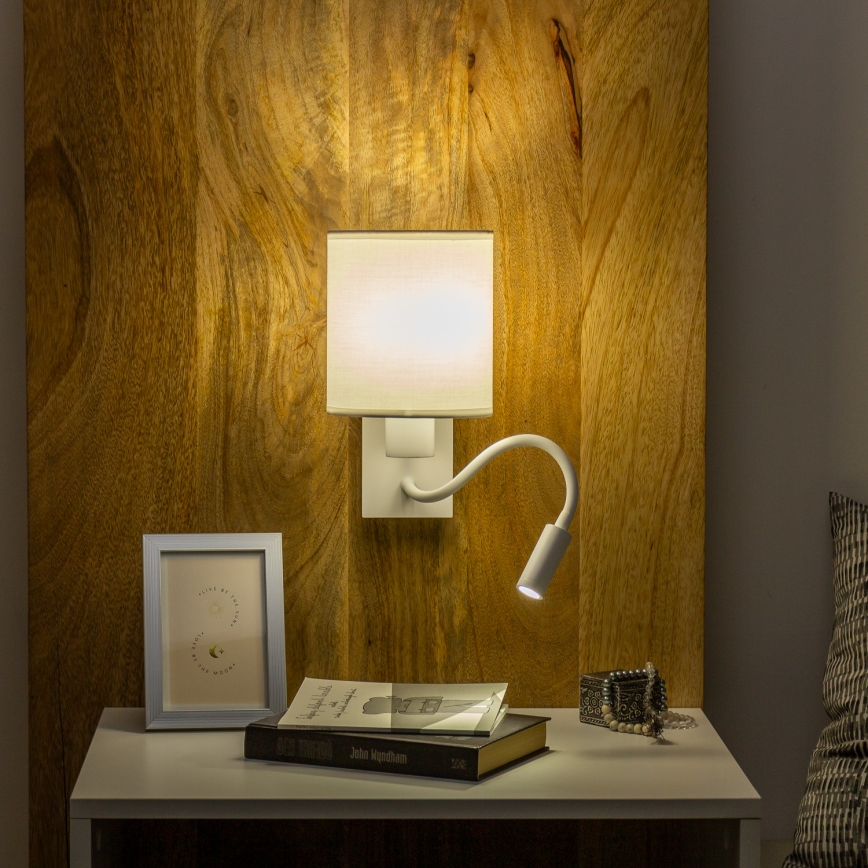 Brilagi - Fleksibel LED væglampe NUBILA 1xE27/25W/230V + LED/3W hvid