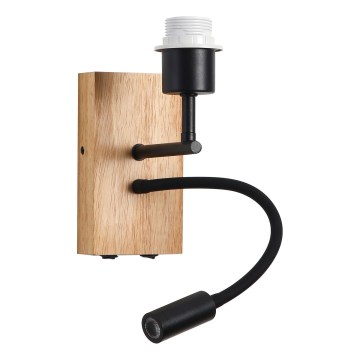 Brilagi - Fleksibel LED væglampe NUBILA WOOD 1xE27/25W/230V + LED/3W eg/sort