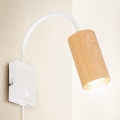 Brilagi - Fleksibel væglampe med afbryder SELE 1xGU10/30W/230V hvid/eg-dekor