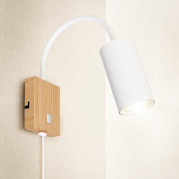 Brilagi - Fleksibel væglampe med afbryder SELE 1xGU10/30W/230V hvid/egdekoration
