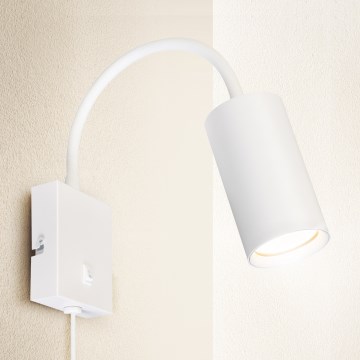 Brilagi - Fleksibel væglampe med afbryder SELE 1xGU10/30W/230V hvid