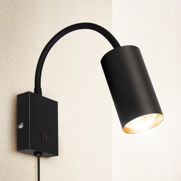 Brilagi - Fleksibel væglampe med afbryder SELE 1xGU10/30W/230V sort/guld