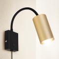 Brilagi - Fleksibel væglampe med afbryder SELE 1xGU10/30W/230V sort/guld