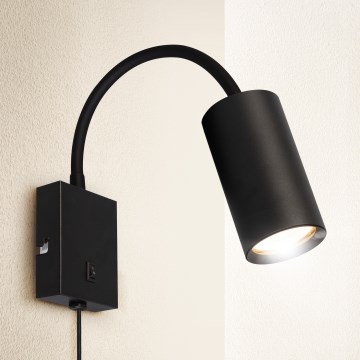 Brilagi - Fleksibel væglampe med afbryder SELE 1xGU10/30W/230V sort