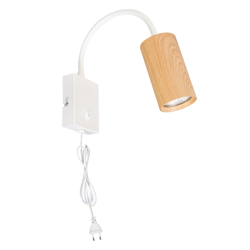 Brilagi - Fleksibel væglampe SELE 1xGU10/30W/230V hvid/egetræsdekor
