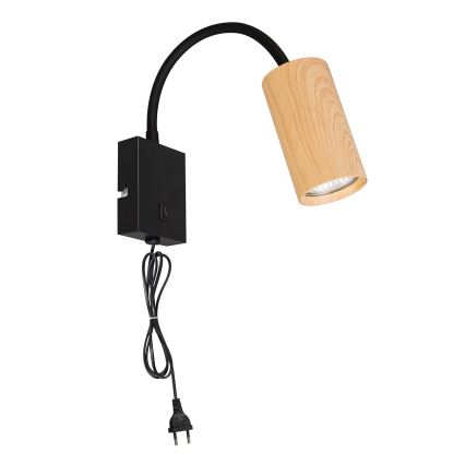 Brilagi - Fleksibel væglampe med afbryder SELE 1xGU10/30W/230V sort/egedekor