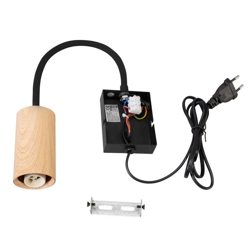Brilagi - Fleksibel væglampe med afbryder SELE 1xGU10/30W/230V sort/egedekor